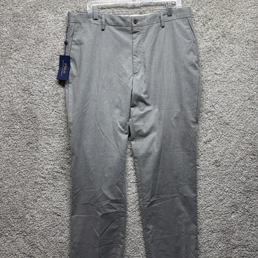 Polo Ralph Lauren Men's 35x32 Dress Pants Gray Heather Vesper Italian Fabric NWT